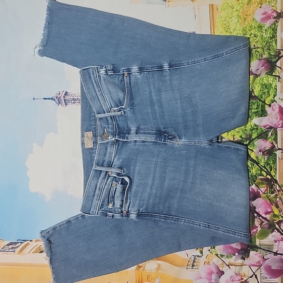 Mother High Waisted Raw Hem Blue Jeans Size 25 - Picture 1 of 9